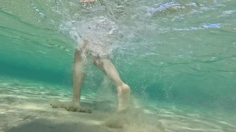 Surface Of The Sand Walking Under Water Stock Footage 339973029