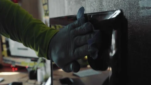 Surface sanitizing against COVID-19 outbreak. Video stock 132813168