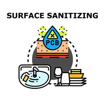 Surface sanitizing cleaning disinfection concept vector illustration 스톡 일러스트
