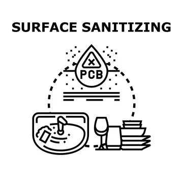 Surface sanitizing cleaning disinfection concept vector illustration 스톡 일러스트