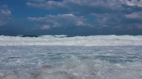 Surface of sea wave during storm in windy day Stock Footage 57532114