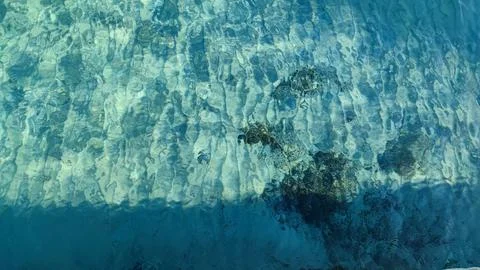 Surface Soft Wave of Blue Ocean in Summer Transparent Sea Water Sandy Beach Stock Photos