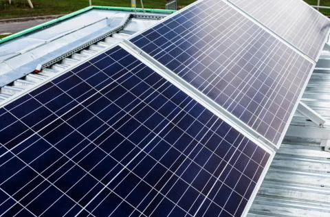 Surface of the a solar panel closeup Stock Photos