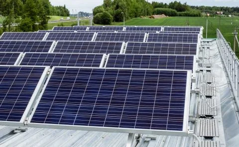 Surface of the a solar panel on roof Stock Photos