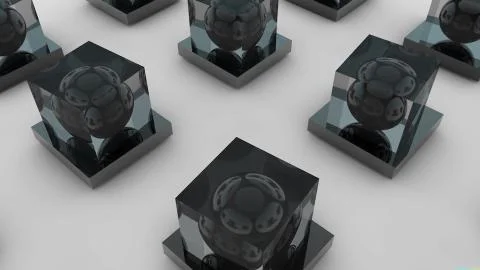 The surface of the sphere inside the cube. Seamless loop Stock Photos