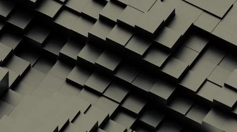 Surface of squares moving out in waves. Design. 3D surface with retractable Stock Illustration