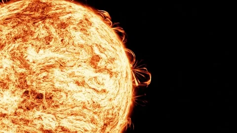 Surface of The Sun, 3D Render, Realistic, Animation, Deep Space, Sun Stock Footage 257512731