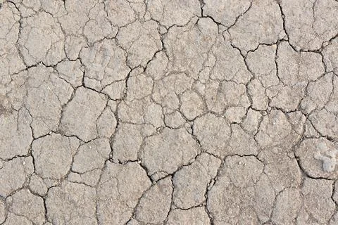 Surface texture of cracked earth soil during drought Stock Photos