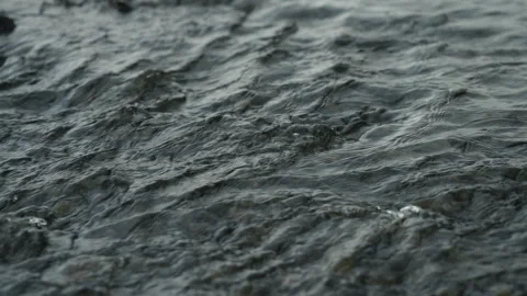 Surface Texture of Mountain Stream Flowing Over Stones Iceland Stock Footage 324906137