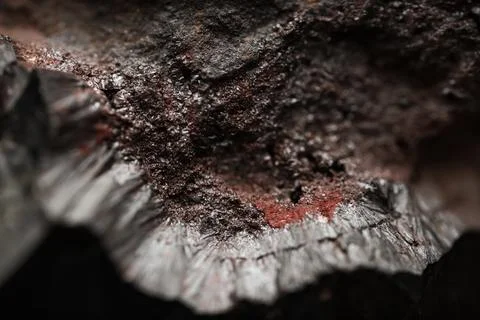 Surface texture of raw hematite mineral. Iron ore. Stock Photos