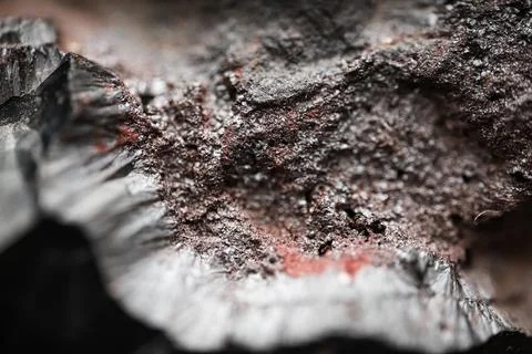 Surface texture of raw hematite mineral. Iron ore. Stock Photos