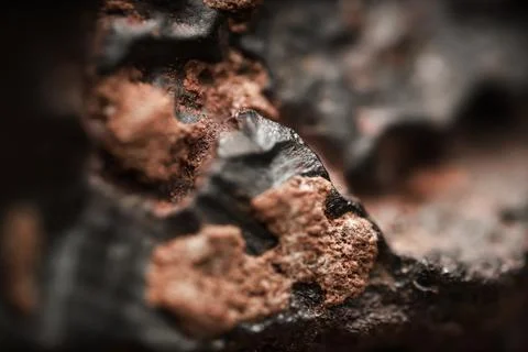 Surface texture of raw hematite mineral. Iron ore. Stock Photos
