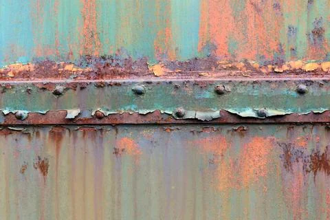 Surface texture of rust and peelling paint on metal Stock Photos