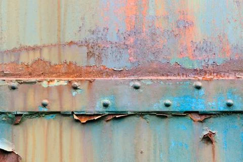 Surface texture of rust and peelling paint on metal Stock Photos