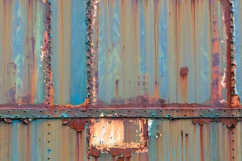 Surface texture of rust and peelling paint on metal Stock Photos