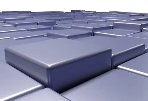 Surface of uneven tiles brick or cubes, 3d illustration Stock Illustration