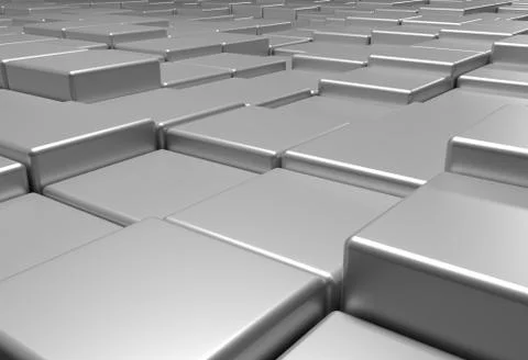 Surface of uneven tiles brick or cubes, 3d illustration Stock Illustration