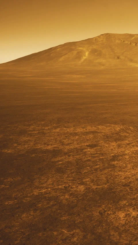 Surface view of an otherworldly landscape at sunset on an alien planet Stock Footage 335093771