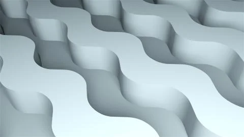 Surface with volume wavy stripes, computer generated. 3d rendering isometric Illustrazione stock