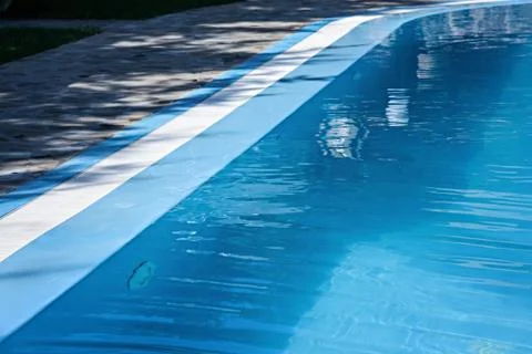 The surface of the water in the blue pool. Stock Photos