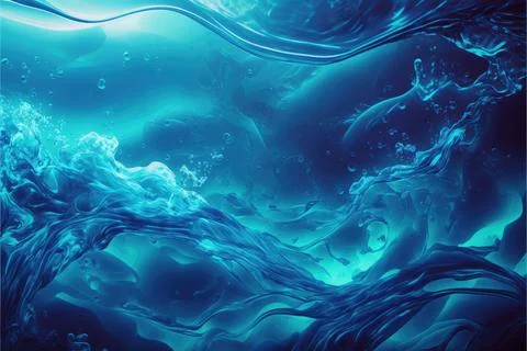 Surface of water, blue wave background, Made by AI,Artificial intelligence Stock Illustration