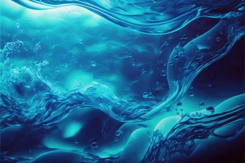 Surface of water, blue wave background, Made by AI,Artificial intelligence Stock Illustration
