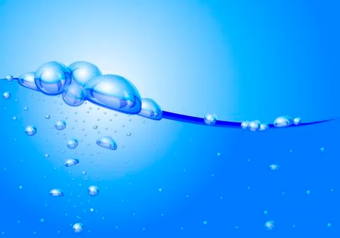Surface water bubbles over water Stock Illustration