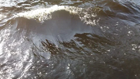The surface of the water next to the ship. Point of view of the passenger, lo 스톡 동영상 119519466