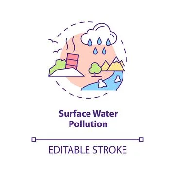 Surface water pollution concept icon 스톡 일러스트