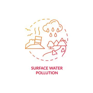 Surface water pollution red gradient concept icon Stock Illustration