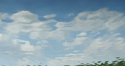 Surface water reflects sky with clouds Stock Footage 114703336