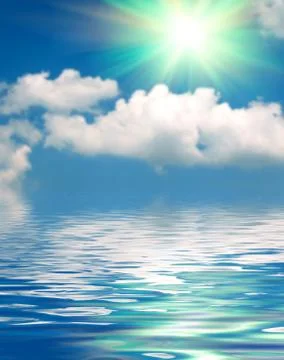 Surface water ripple and reflection of soft sky and clouds background Stock Photos