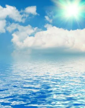 Surface water ripple and reflection of soft sky and clouds background Stock Photos