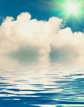 Surface water ripple and reflection of soft sky and clouds background Stock Photos