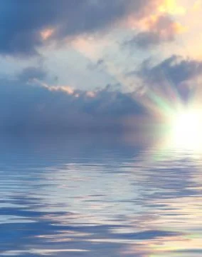 Surface water ripple and reflection of soft sky and clouds background Stock Photos