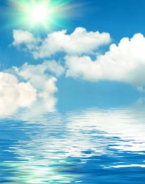 Surface water ripple and reflection of soft sky and clouds background Foto stock