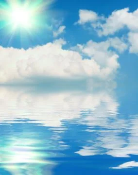 Surface water ripple and reflection of soft sky and clouds background Stock Photos