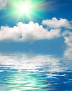 Surface water ripple and reflection of soft sky and clouds background Stock Photos