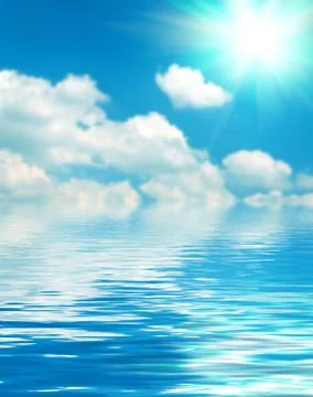 Surface water ripple and reflection of soft sky and clouds background 写真素材