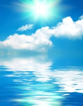 Surface water ripple and reflection of soft sky and clouds background Stock Photos