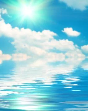 Surface water ripple and reflection of soft sky and clouds background Stock Photos