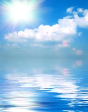 Surface water ripple and reflection of soft sky and clouds background Stock Photos