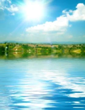 Surface water ripple and reflection of soft sky and clouds  background Stock-Fotos