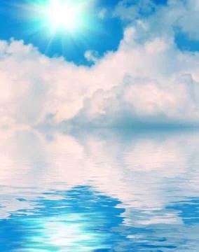 Surface water ripple and reflection of soft sky and clouds background Stock Photos