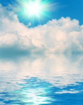 Surface water ripple and reflection of soft sky and clouds background Stock Photos