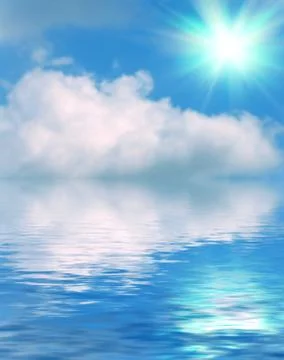 Surface water ripple and reflection of soft sky and clouds background Stock Photos