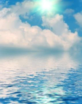 Surface water ripple and reflection of soft sky and clouds background Stock Photos