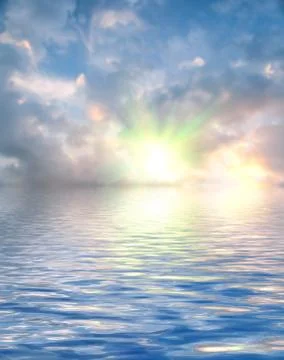 Surface water ripple and reflection of soft sky and clouds background Stock Photos