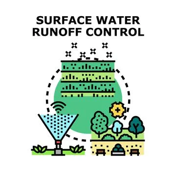 Surface water runoff control system concept Illustrazione stock