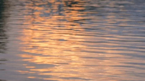 Surface water of sea or ocean at sunset time with golden light Stock Footage 112013781